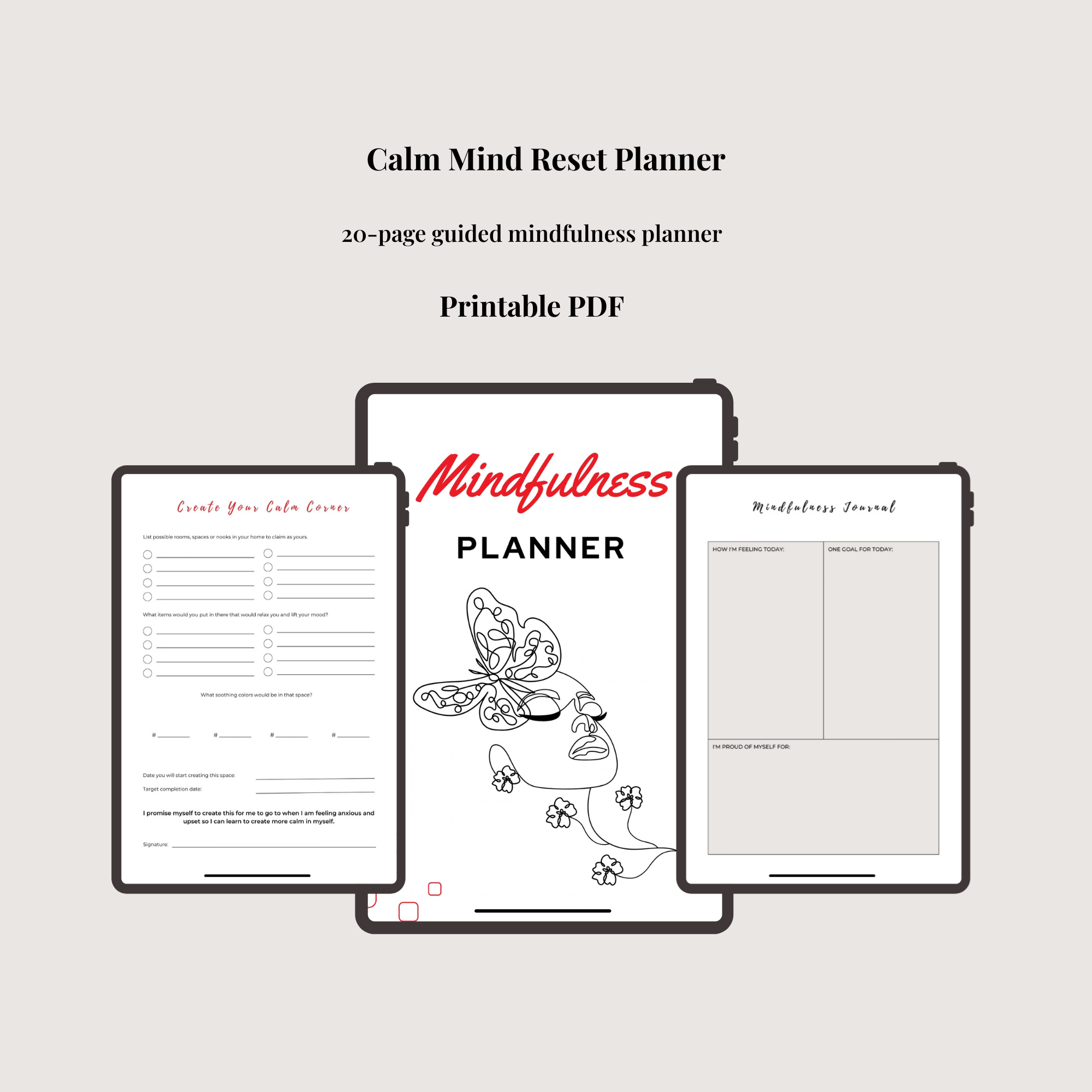 The Calm Mind Reset Planner (Digital Download)