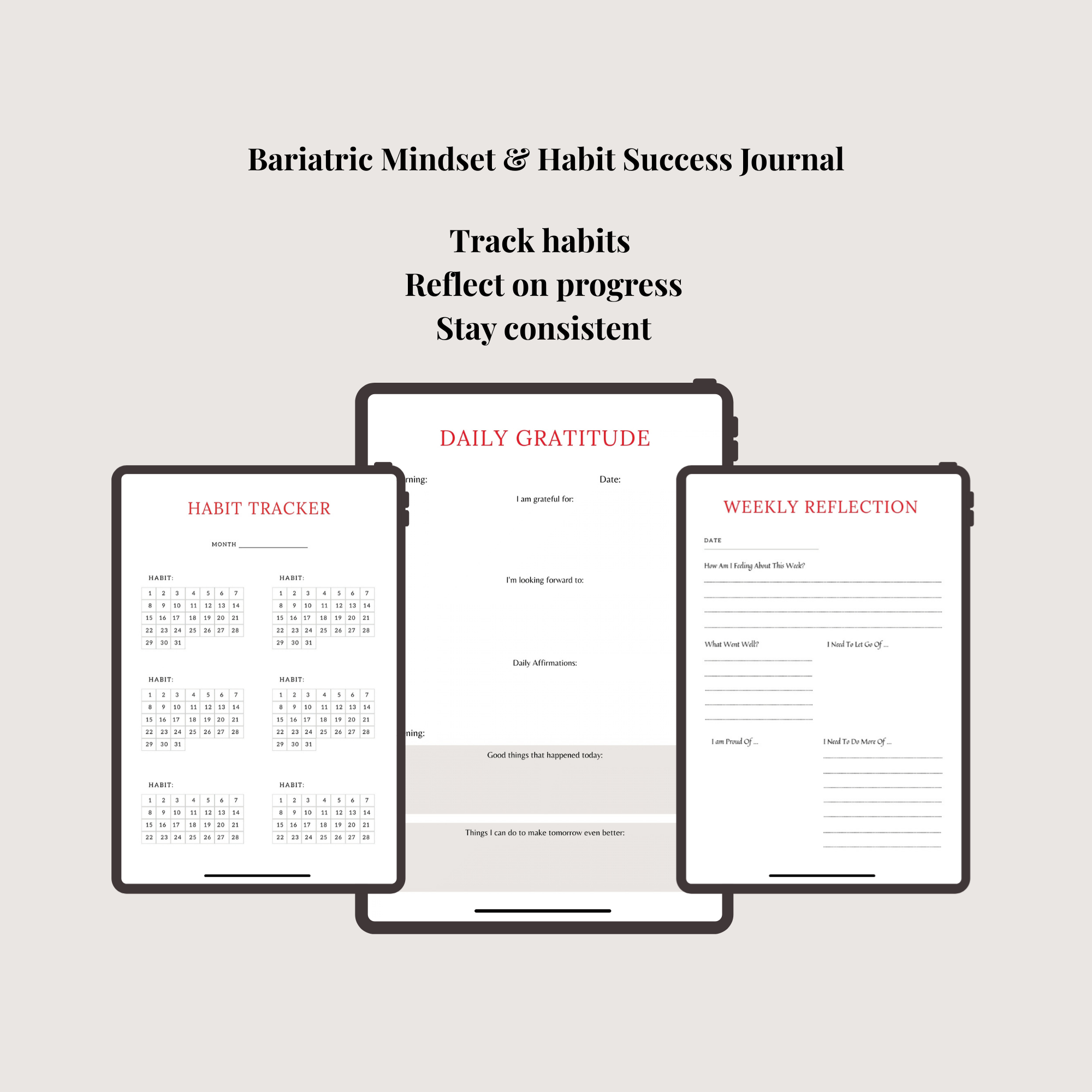 Bariatric Mindset & Habit Success Journal (Digital Download)
